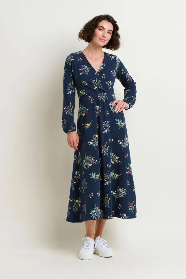 Women Brakeburn Dresses Navy Spring Bunches Print Wrap Maxi Dress