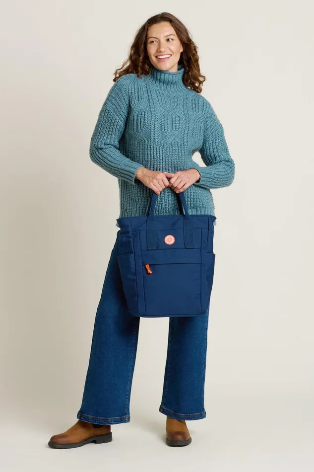 Women Brakeburn Knitwear Blue Cable Knitted Roll Neck