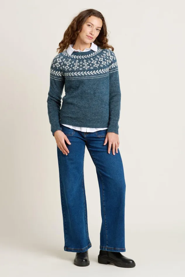 Women Brakeburn Knitwear Navy Entwined Knitted Crew Neck