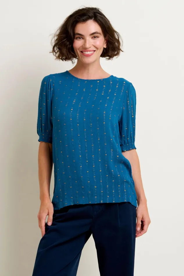 Women Brakeburn Shirts Teal Sparkly Aster Blouse
