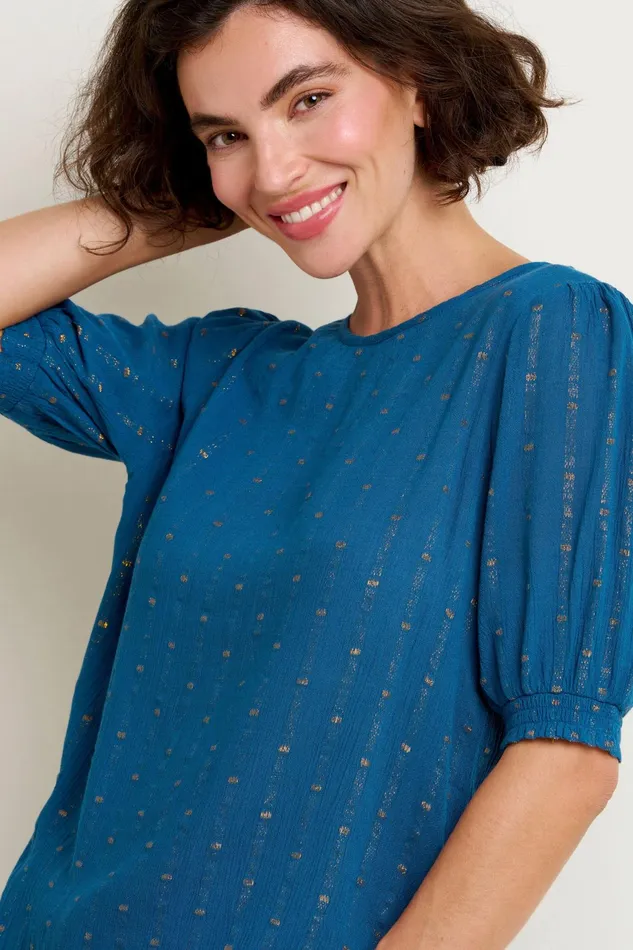 Women Brakeburn Shirts Teal Sparkly Aster Blouse