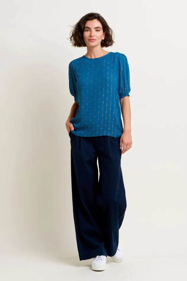 Women Brakeburn Shirts Teal Sparkly Aster Blouse