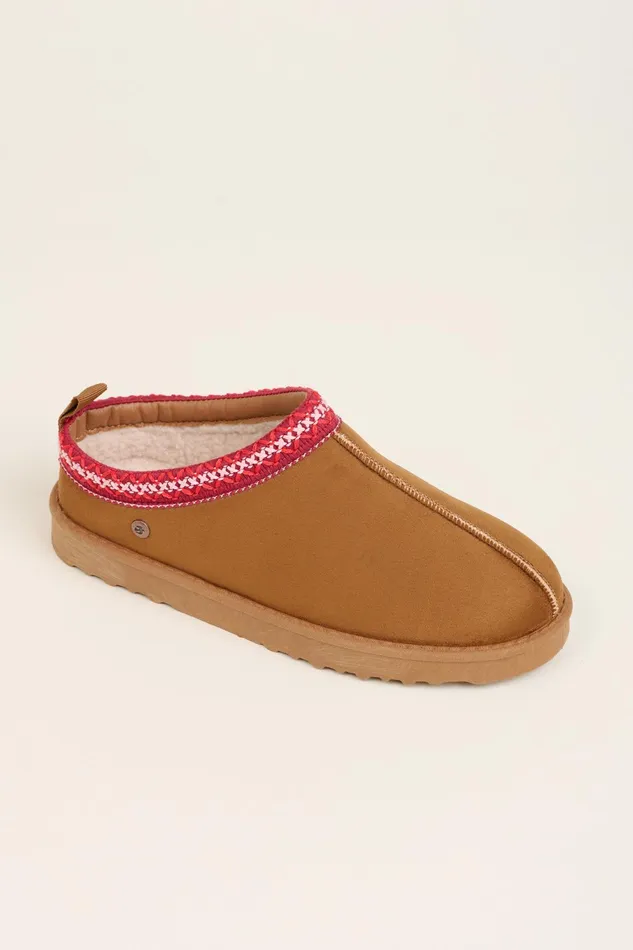 Women Brakeburn Slippers Brown Cross Stitch Detail Slippers