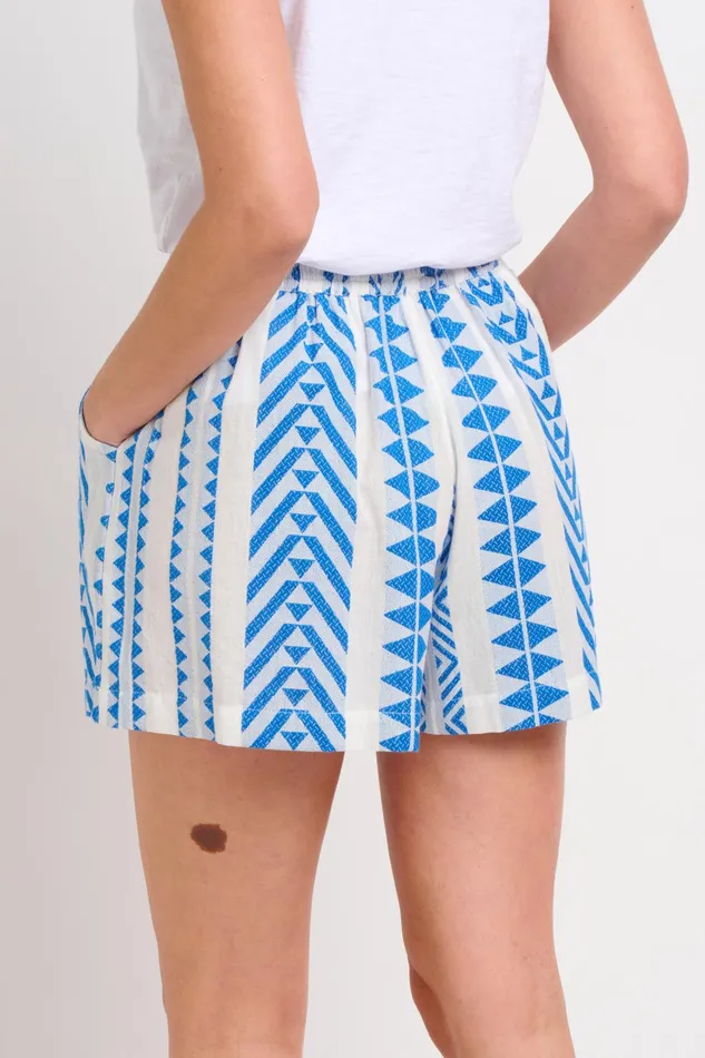 Women Brakeburn Trousers Skirts and Shorts Blue And White Aria Embroidered Shorts