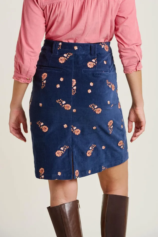 Women Brakeburn Trousers Skirts and Shorts Navy Mini Embroidered Cord Skirt