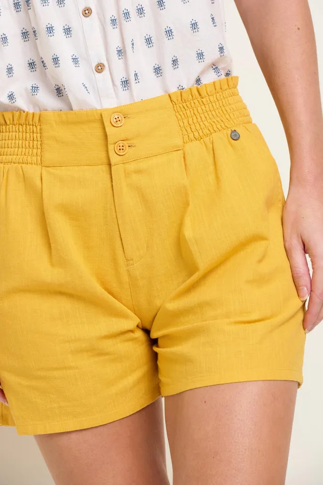 Women Brakeburn Trousers Skirts and Shorts Yellow Mustard Elasticated Waist Short