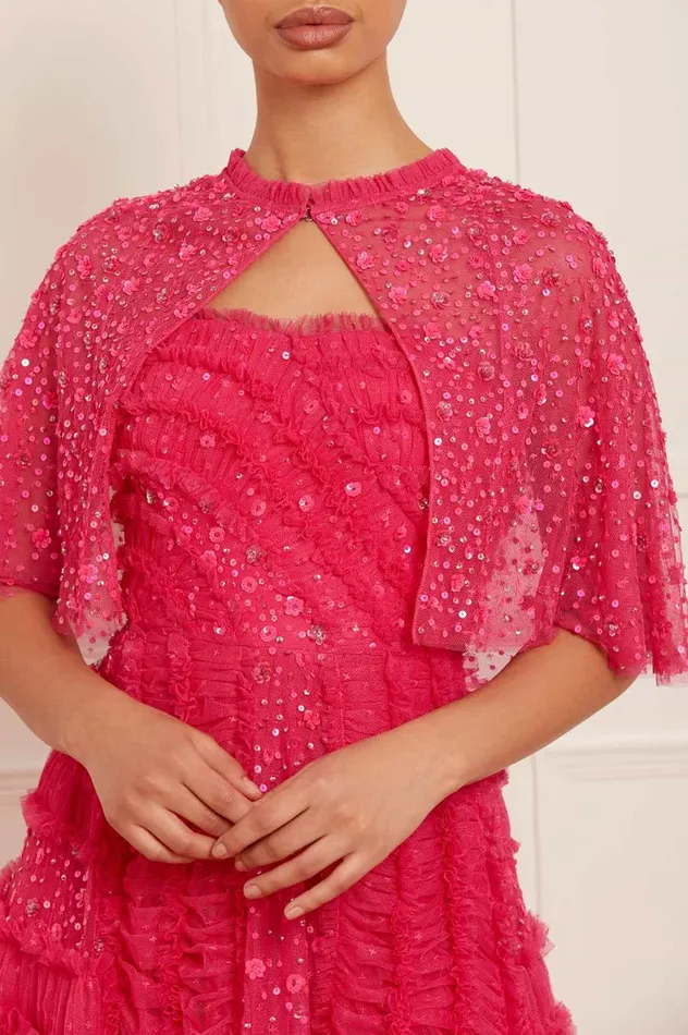Women Capes Needle and Thread Violet Shimmer Open Cape Pink