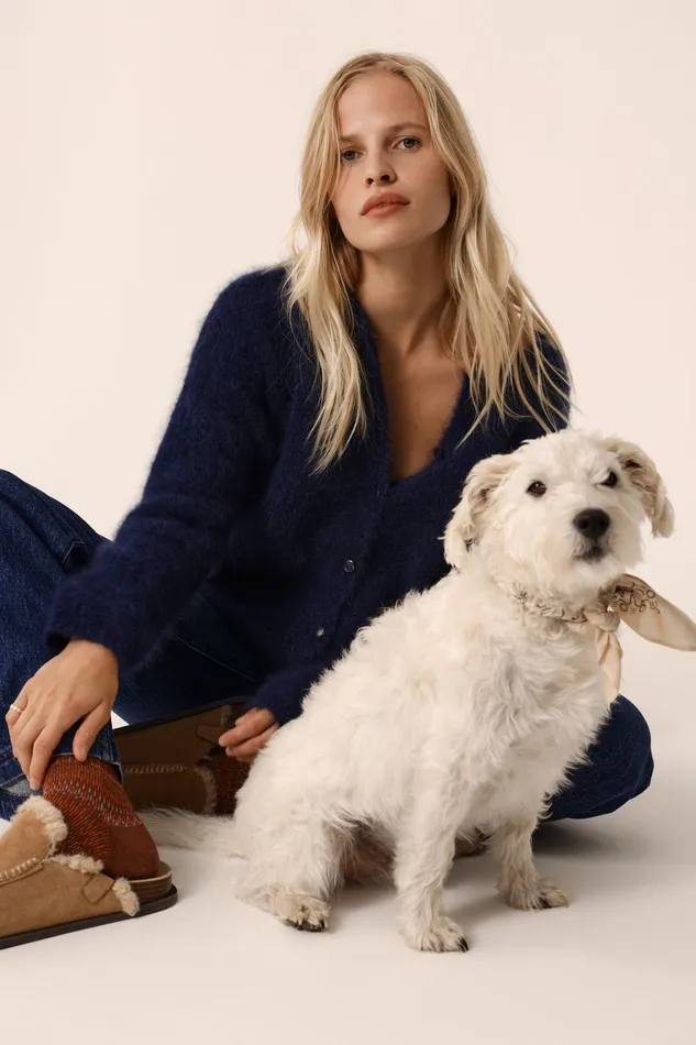 Women Cardigan Bea Marine Gilet Mohair Bleu Marine Des Petits Hauts Jumpers and Cardigans