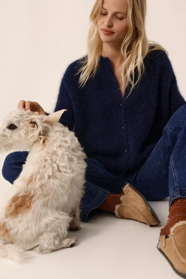 Women Cardigan Bea Marine Gilet Mohair Bleu Marine Des Petits Hauts Jumpers and Cardigans