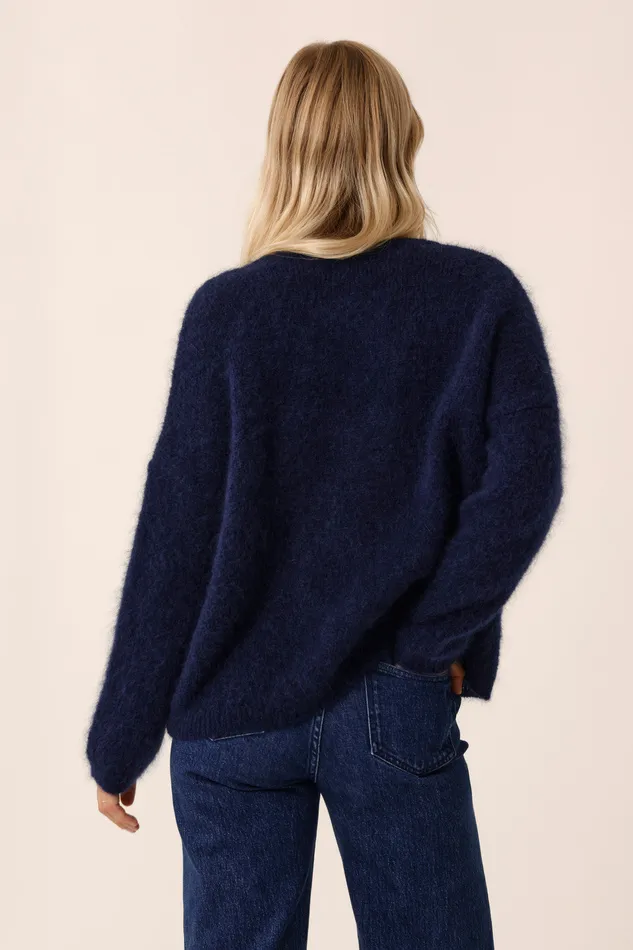 Women Cardigan Bea Marine Gilet Mohair Bleu Marine Des Petits Hauts Jumpers and Cardigans