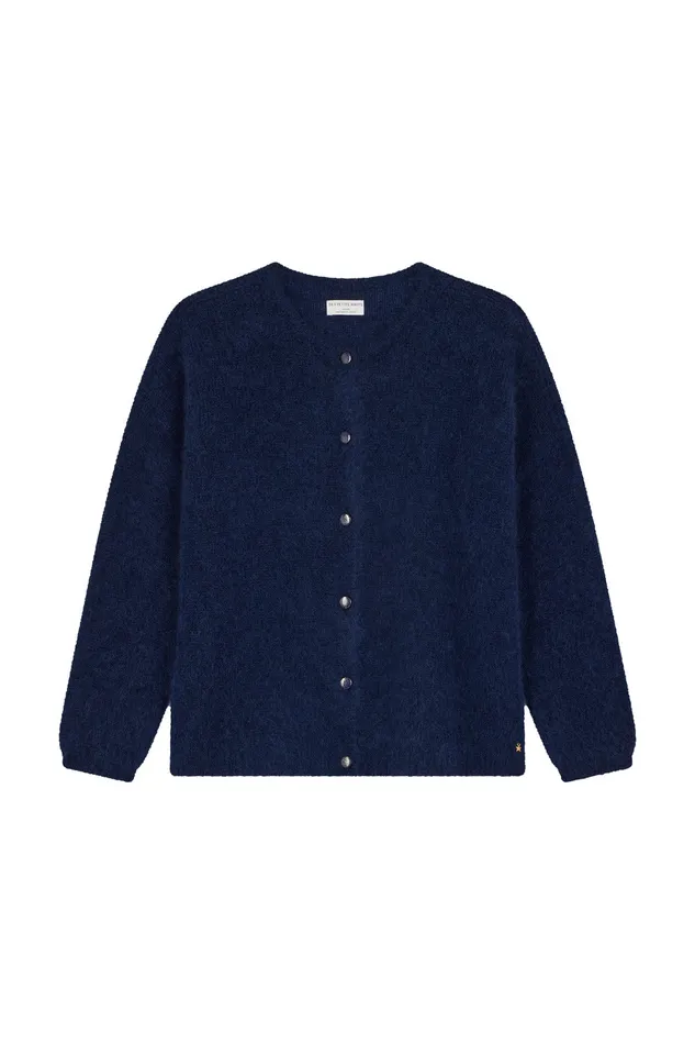 Women Cardigan Bea Marine Gilet Mohair Bleu Marine Des Petits Hauts Jumpers and Cardigans