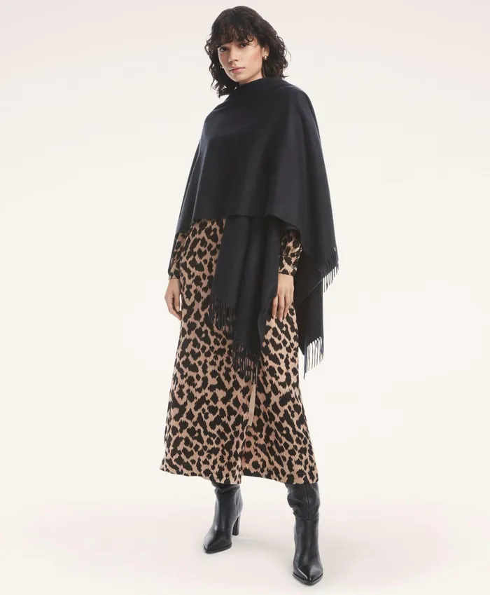 Women Cashmere Ruana Black Brooks Brothers Scarves and Gloves