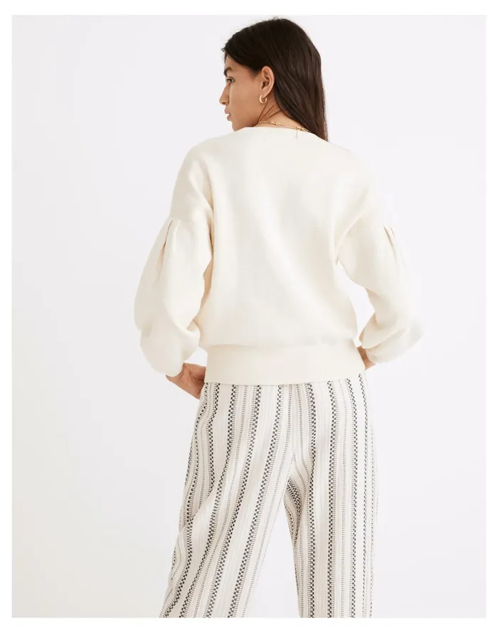 Women Chalfant Balloon Sleeve Pullover Sweater Antique Cream Madewell Sweaters Women Chalfant Balloon Sleeve Pullover Sweater Antique Cream Madewell Sweaters