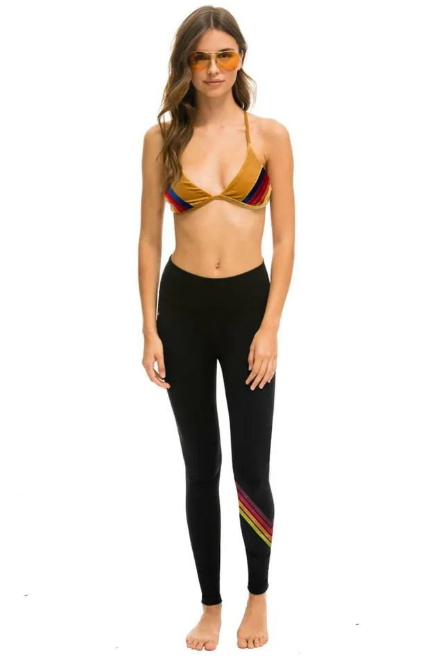 Women CHEVRON FULL LENGTH HIRISE LEGGING 8211 BLACK RED STRIPES Aviator Nation Leggings