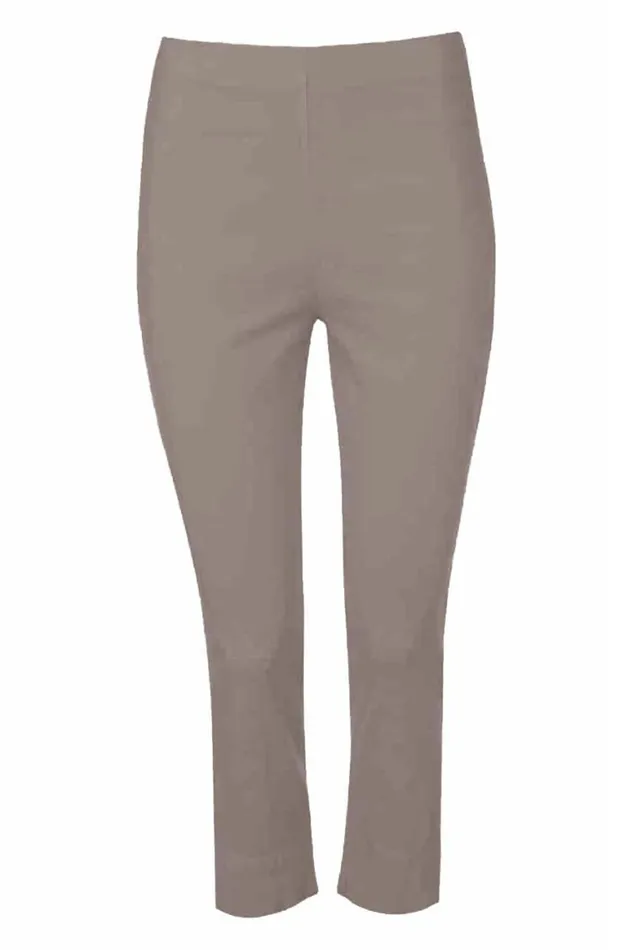 Women Chocolate Elastic Waist Stretch Cropped Trousers Roman Coords