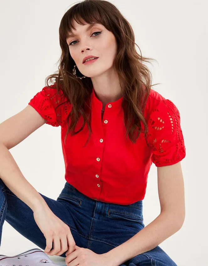 Women Clara Cutwork Blouse Red Monsoon Tops and Blouses