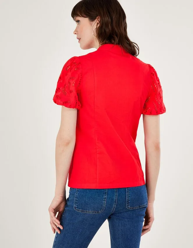 Women Clara Cutwork Blouse Red Monsoon Tops and Blouses