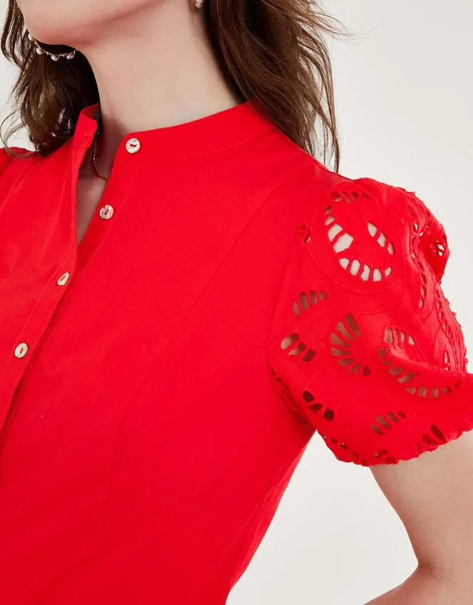 Women Clara Cutwork Blouse Red Monsoon Tops and Blouses