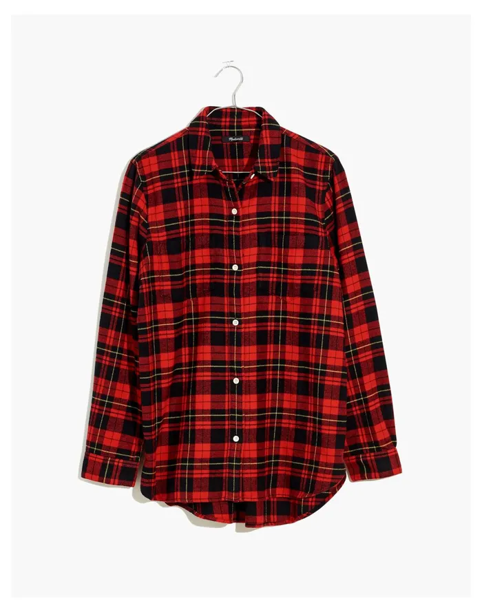 Women Classic Ex Boyfriend Shirt In Kirtling Plaid Kilt Red Madewell Tops and Shirts Women Classic Ex Boyfriend Shirt In Kirtling Plaid Kilt Red Madewell Tops and Shirts