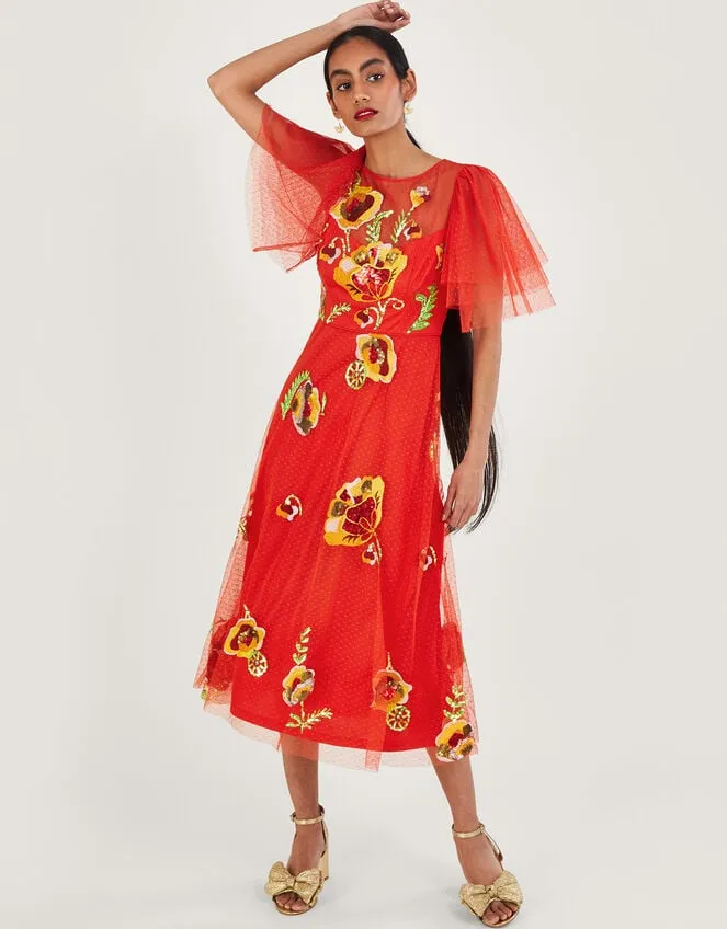 Women Claudia Embellished Midi Dress Red Monsoon Occasionwear