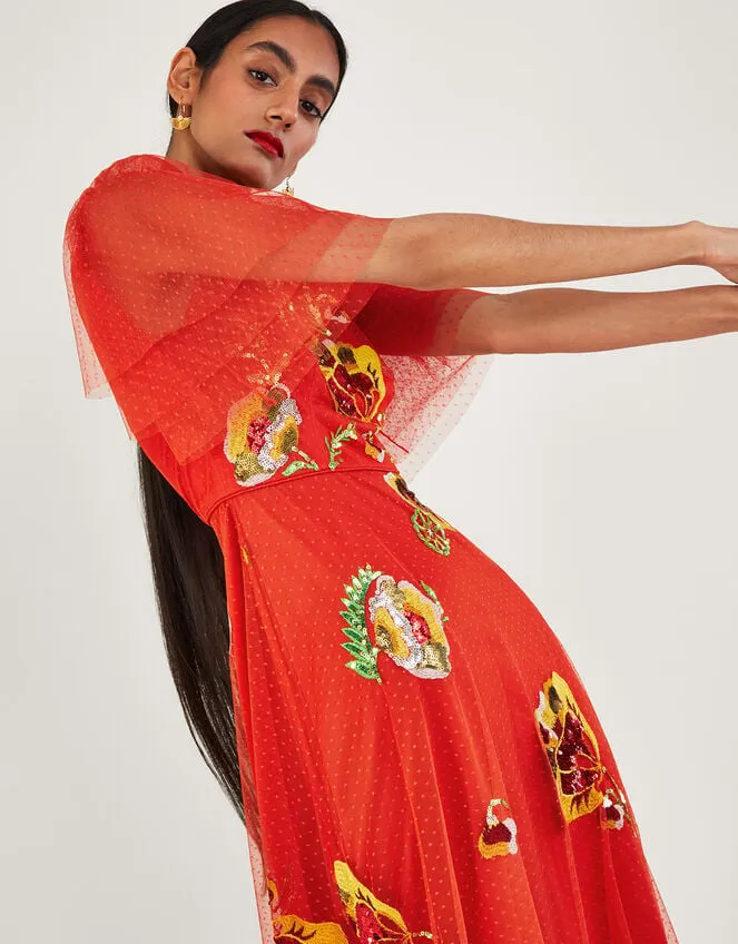 Women Claudia Embellished Midi Dress Red Monsoon Occasionwear
