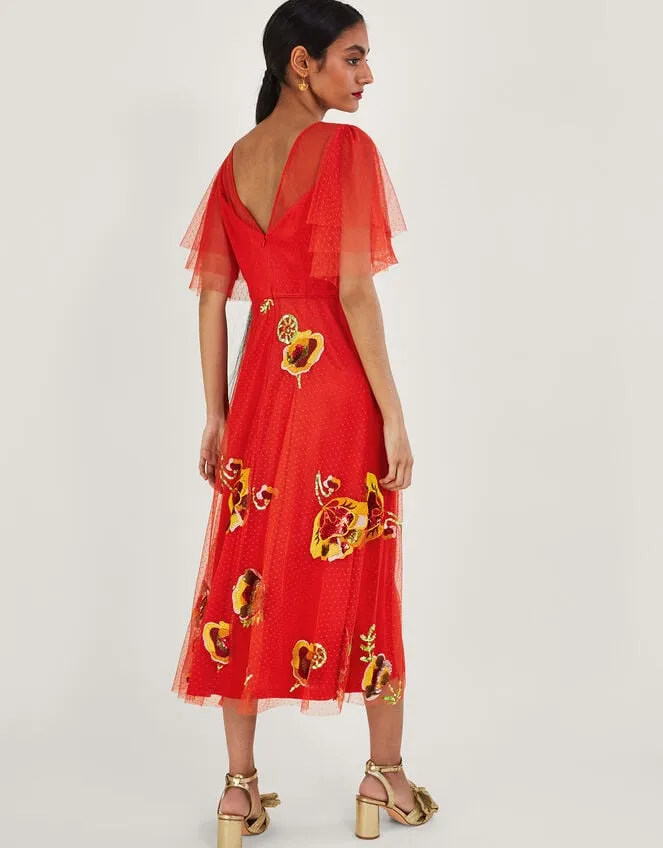 Women Claudia Embellished Midi Dress Red Monsoon Occasionwear