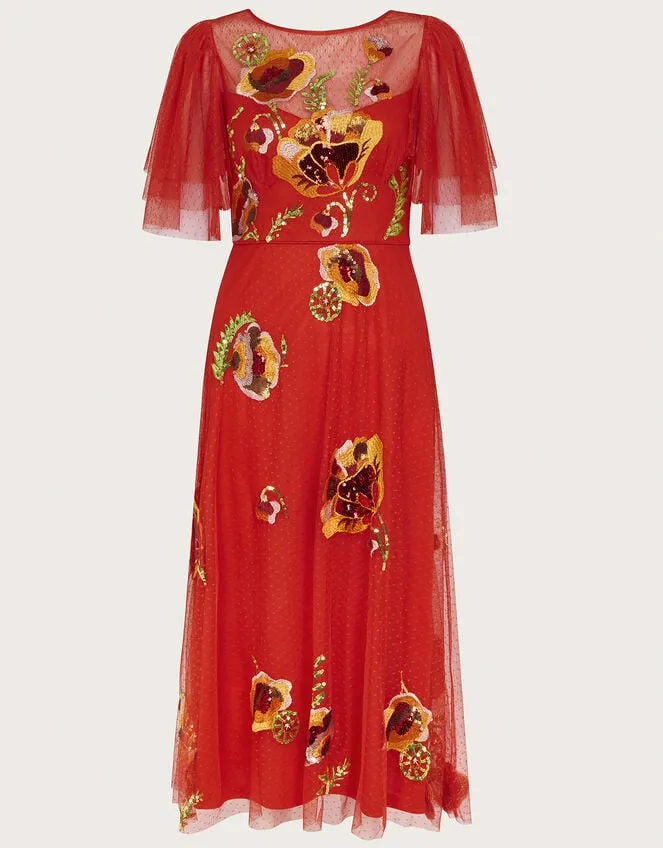 Women Claudia Embellished Midi Dress Red Monsoon Occasionwear