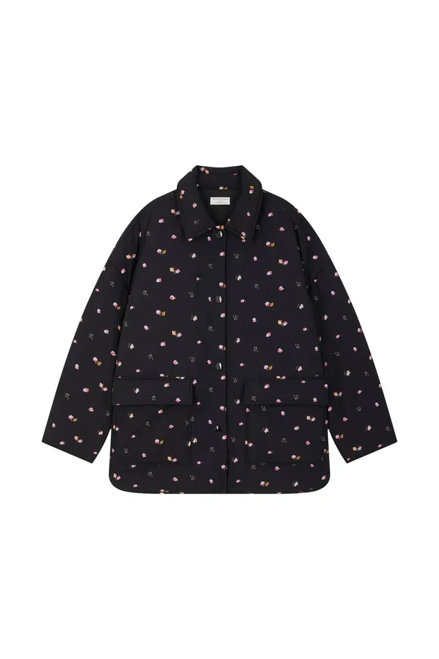 Women Coat Yakitori Bloom Parka Polyester Noir Des Petits Hauts Coats and Jackets