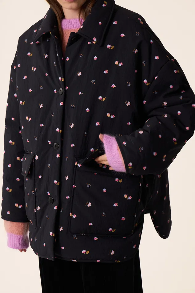 Women Coat Yakitori Bloom Parka Polyester Noir Des Petits Hauts Coats and Jackets