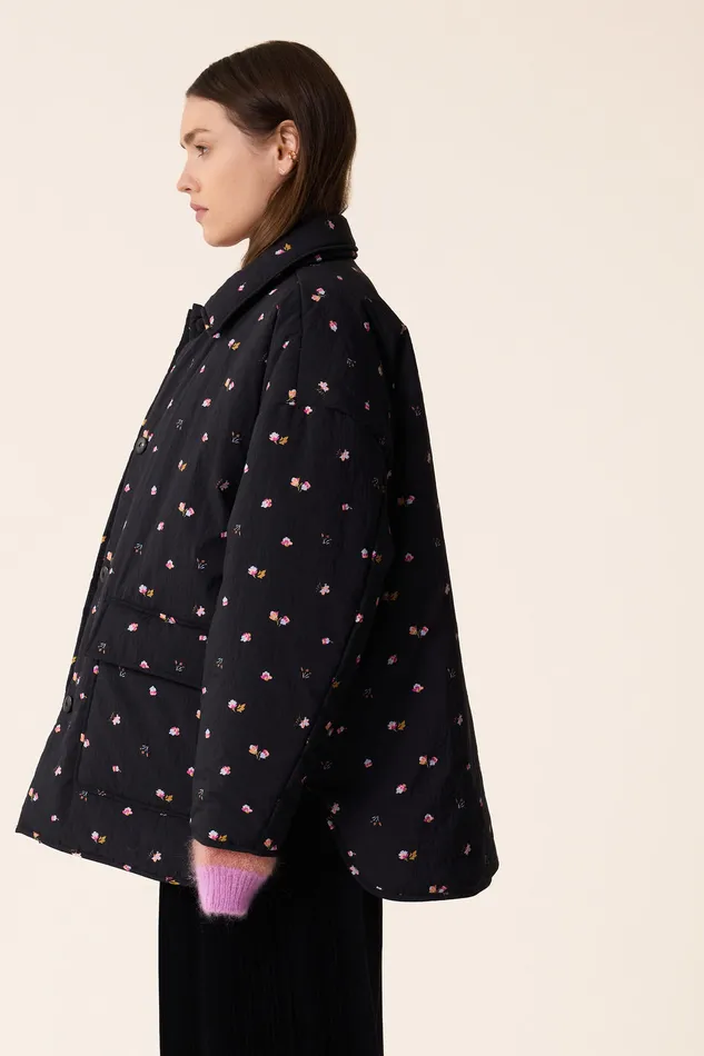Women Coat Yakitori Bloom Parka Polyester Noir Des Petits Hauts Coats and Jackets