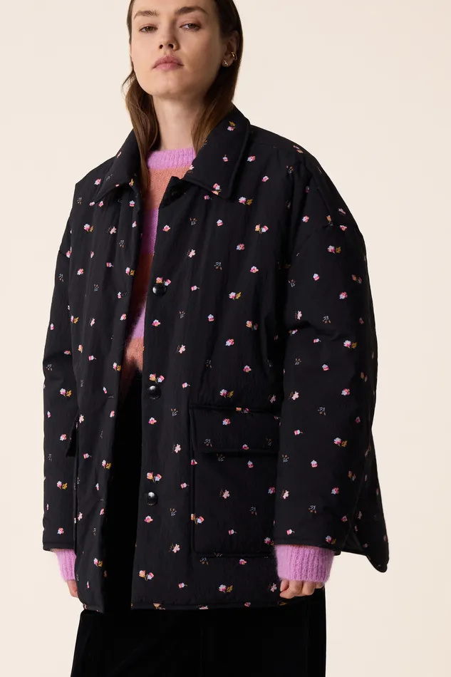 Women Coat Yakitori Bloom Parka Polyester Noir Des Petits Hauts Coats and Jackets