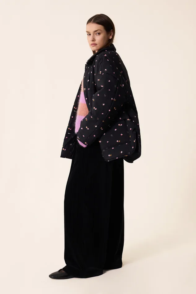 Women Coat Yakitori Bloom Parka Polyester Noir Des Petits Hauts Coats and Jackets