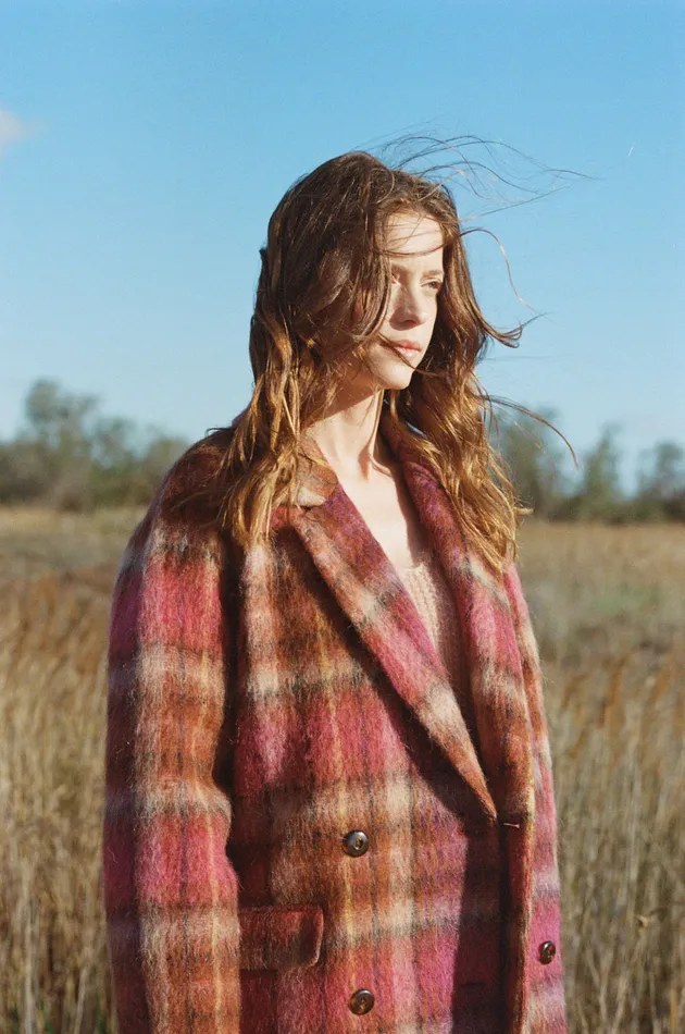 Women Coat Ybiza Tana Rose Manteau Laine Carreaux Multicolore Des Petits Hauts Coats and Jackets