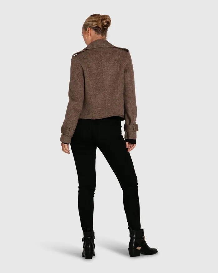 Women Coats and Jackets Belle and Bloom Better Off Military Peacoat 8211 Walnut