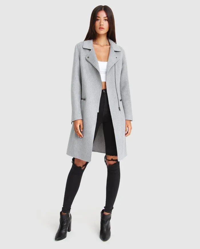 Women Coats and Jackets Belle and Bloom NEW FIT Last Chance Wool Blend Moto Coat 8211 Grey Marle Women Coats and Jackets Belle and Bloom NEW FIT Last Chance Wool Blend Moto Coat 8211 Grey Marle