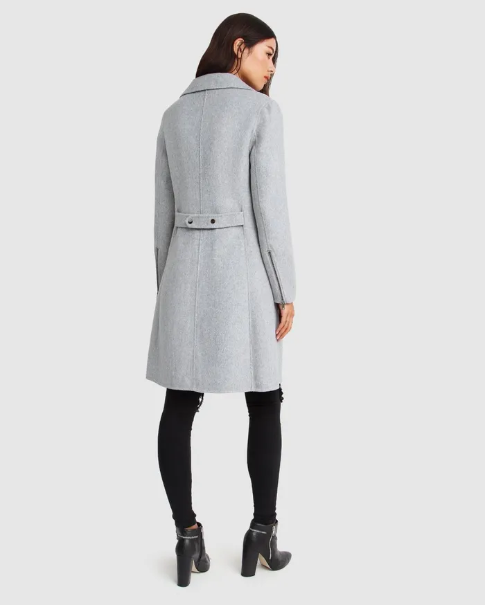 Women Coats and Jackets Belle and Bloom NEW FIT Last Chance Wool Blend Moto Coat 8211 Grey Marle
