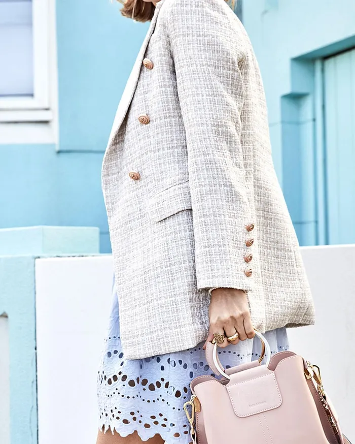 Women Coats and Jackets Belle and Bloom Princess Polina Tweed Blazer 8211 Beige Marle