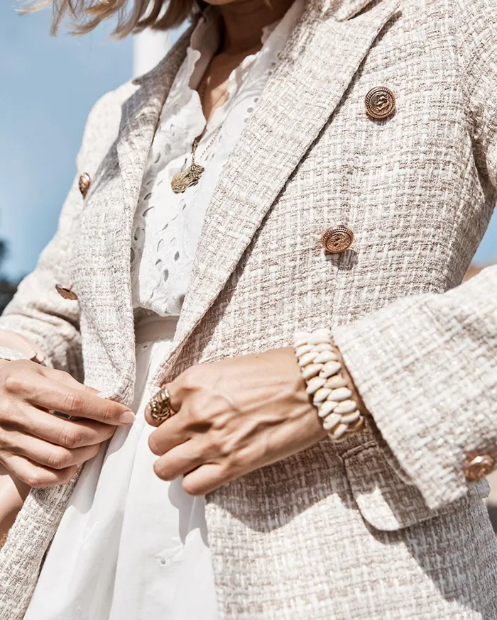Women Coats and Jackets Belle and Bloom Princess Polina Tweed Blazer 8211 Beige Marle