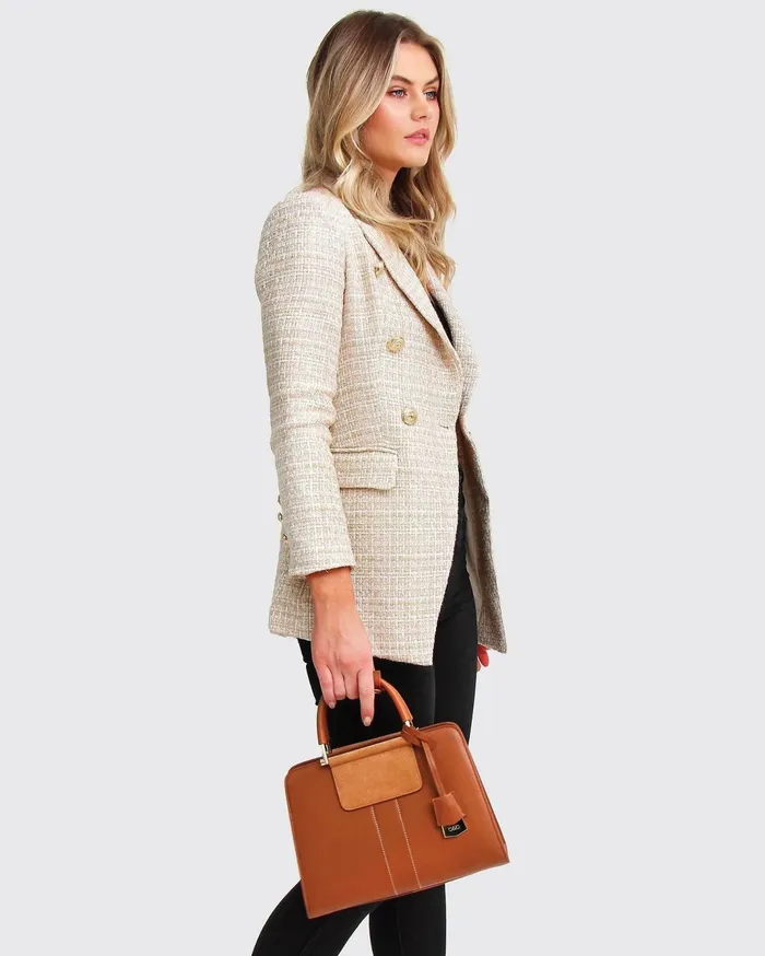 Women Coats and Jackets Belle and Bloom Princess Polina Tweed Blazer 8211 Beige Marle