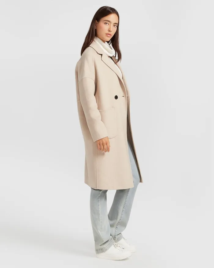 Women Coats and Jackets Belle and Bloom Publisher DoubleBreasted Wool Blend Coat 8211 Sand