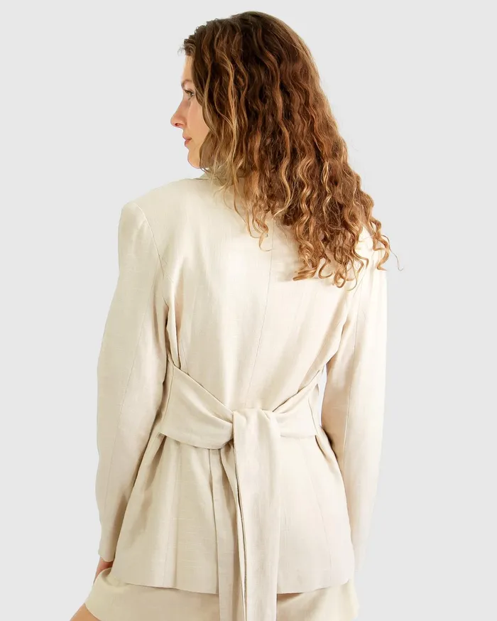 Women Coats and Jackets Belle and Bloom Synergy Wrap Blazer 8211 Natural