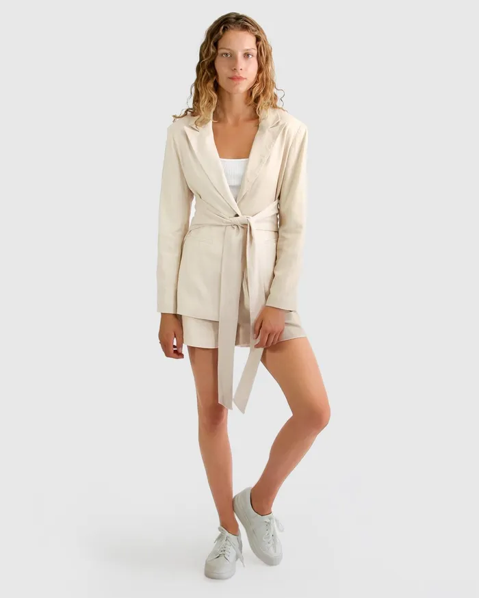 Women Coats and Jackets Belle and Bloom Synergy Wrap Blazer 8211 Natural