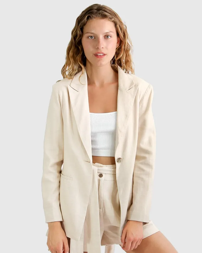Women Coats and Jackets Belle and Bloom Synergy Wrap Blazer 8211 Natural