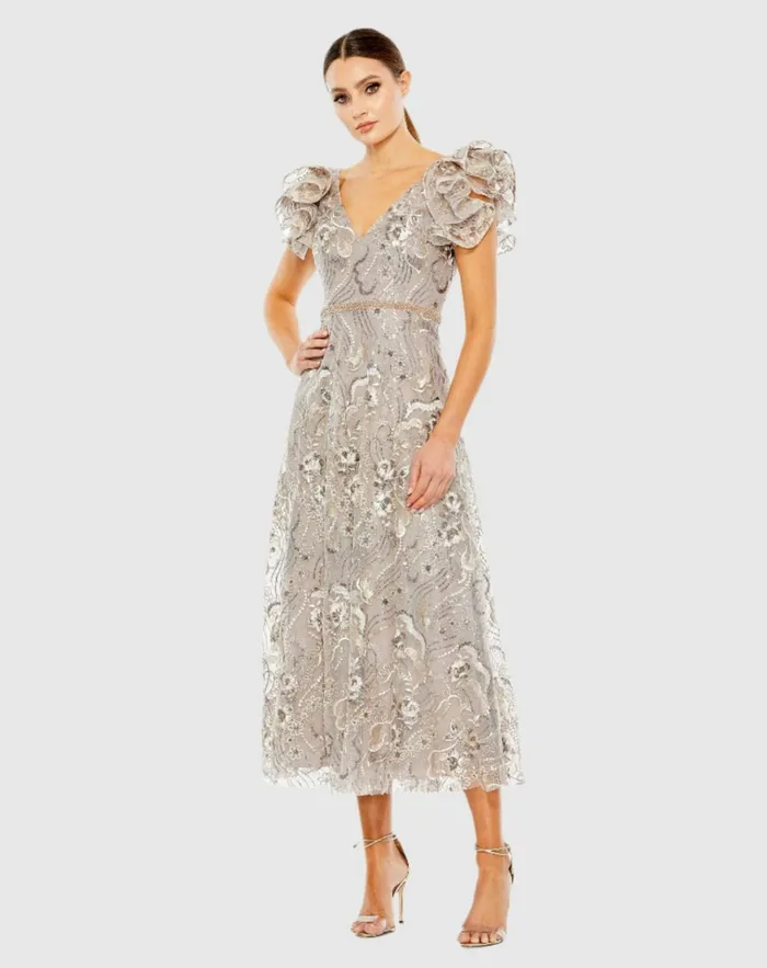 Women Cocktail Dresses Mac Duggal Embellished Ruffled Cap Sleeve A Line Dress Champagne Women Cocktail Dresses Mac Duggal Embellished Ruffled Cap Sleeve A Line Dress Champagne