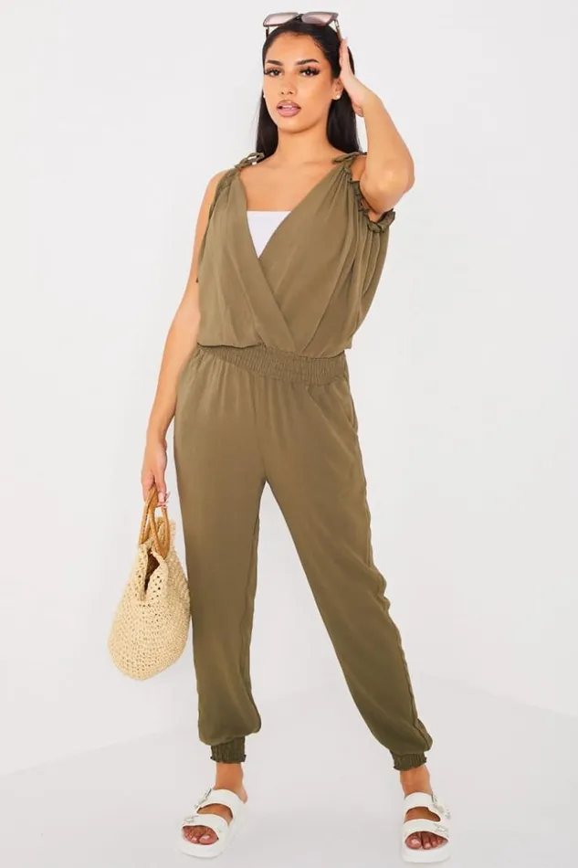 Women Combinaison Pantalon Kaki Fluide Manches Nou Khaki Brentiny Paris Playsuits Women Combinaison Pantalon Kaki Fluide Manches Nou Khaki Brentiny Paris Playsuits