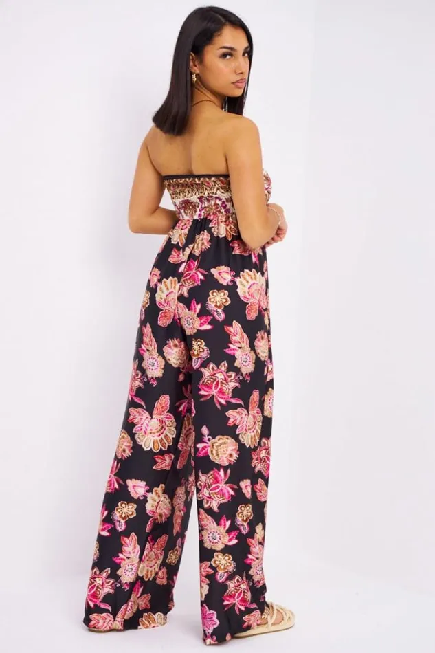 Women Combinaison Pantalon Noire Bustier Fleurs Black Brentiny Paris Playsuits Women Combinaison Pantalon Noire Bustier Fleurs Black Brentiny Paris Playsuits
