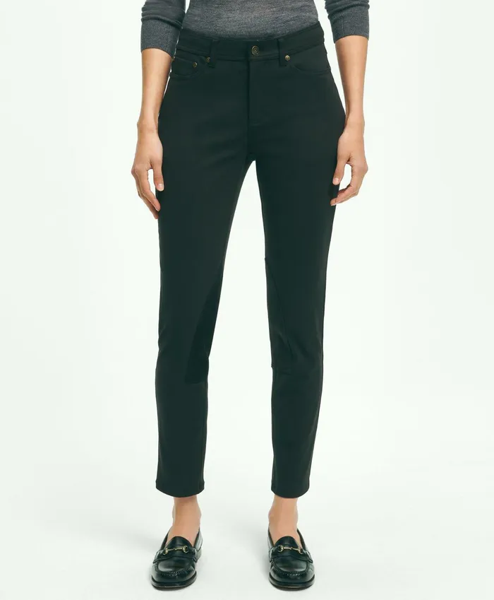 Women Cotton Blend 5Pocket Riding Pants Black Brooks Brothers Pants and Skirts