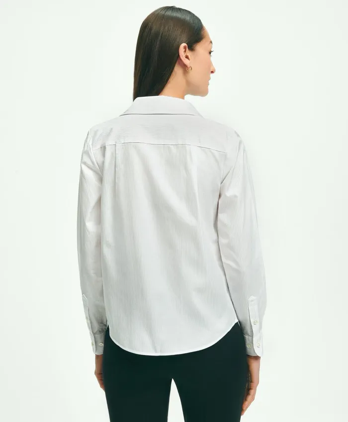 Women Cotton BowNeck Blouse White Brooks Brothers Blouses and Shirts