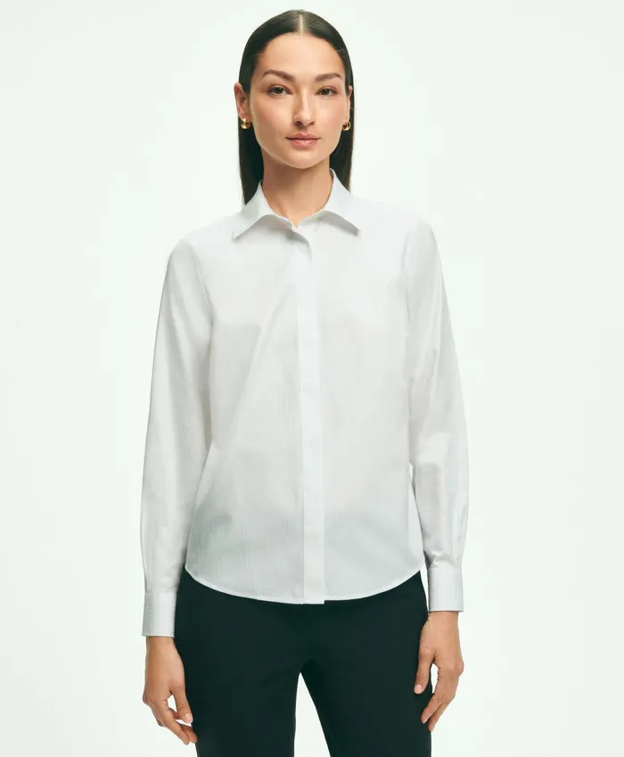 Women Cotton BowNeck Blouse White Brooks Brothers Blouses and Shirts