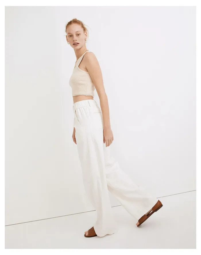 Women Cotton Linen Pleated Wide Leg Pants Lighthouse Madewell Pants Women Cotton Linen Pleated Wide Leg Pants Lighthouse Madewell Pants